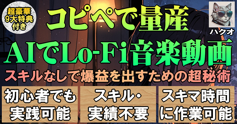 コピペで量産 Aiでlo Fi音楽動画 スキルなしで爆益を出すための超秘術