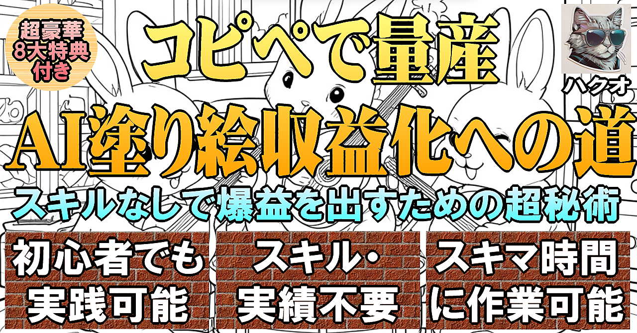コピペで量産 Ai塗り絵収益化への道 スキルなしで爆益を出すための超秘術